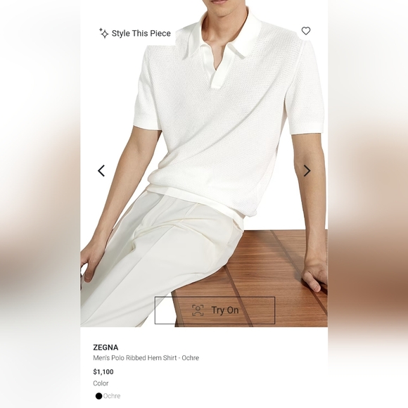 Zegna Italy Men Polo Ribbed Hem Shirt Premium Cotton Short Sleeve Ochre $1100 - Picture 3 of 16